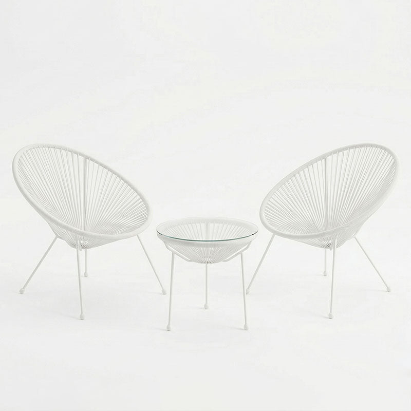 Acapulco Outdoor Lounge Chair set 3 pieces white metal frame with PE rattan D50x52 cm