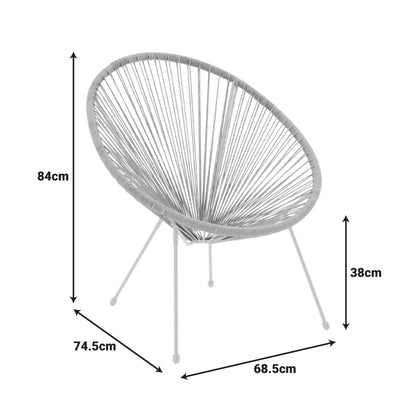 Acapulco Outdoor Lounge Chair set 3 pieces black metal frame with PE rattan in natural color D50x52 cm