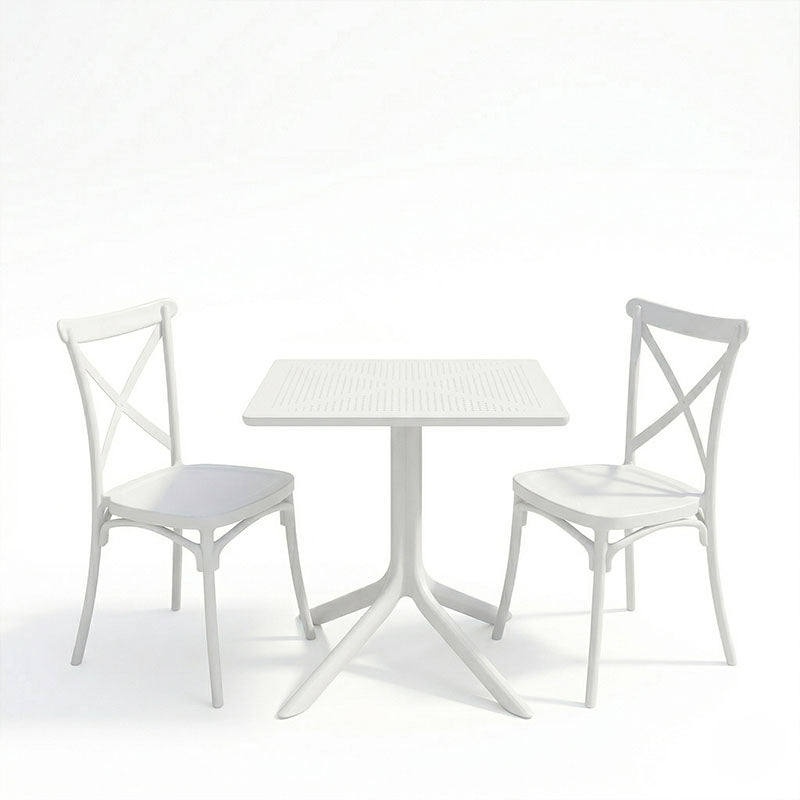 Dining table Groovy Crossie 3 pcs white PP 60x60x76cm