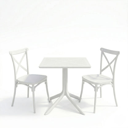 Dining table Groovy Crossie 3 pcs white PP 60x60x76cm
