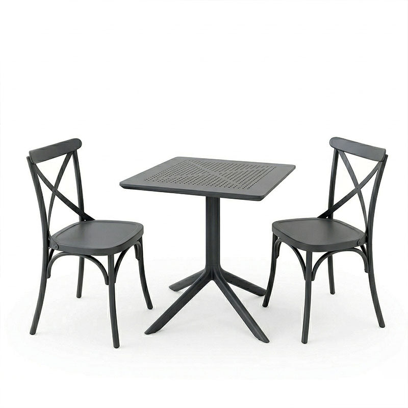 Dining table Groovy Crossie 3 pcs anthracite PP 60x60x76cm