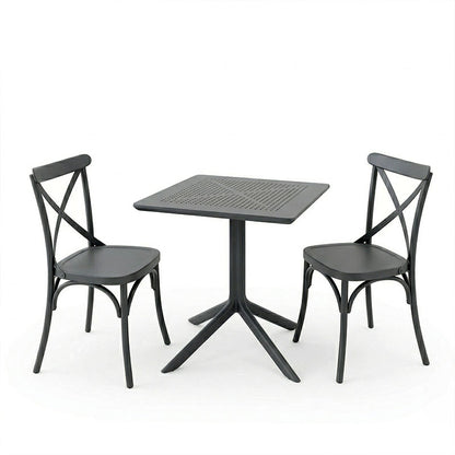 Dining table Groovy Crossie 3 pcs anthracite PP 60x60x76cm