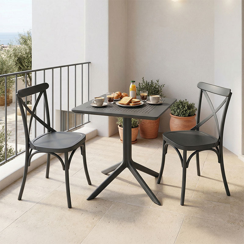 Dining table Groovy Crossie 3 pcs anthracite PP 60x60x76cm