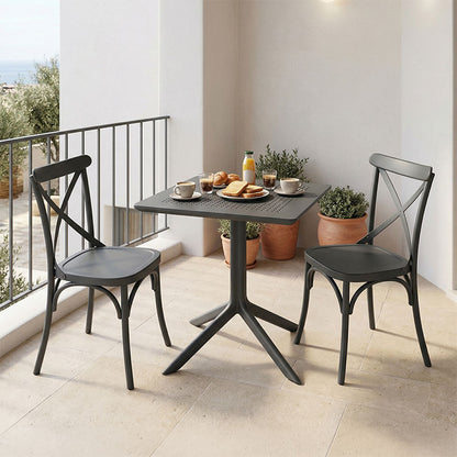 Dining table Groovy Crossie 3 pcs anthracite PP 60x60x76cm