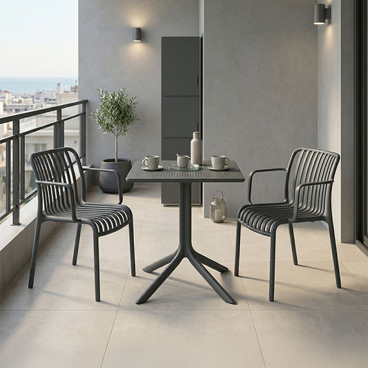 Dining table Groovy Zoi 3 pcs anthracite PP 60x60x76cm