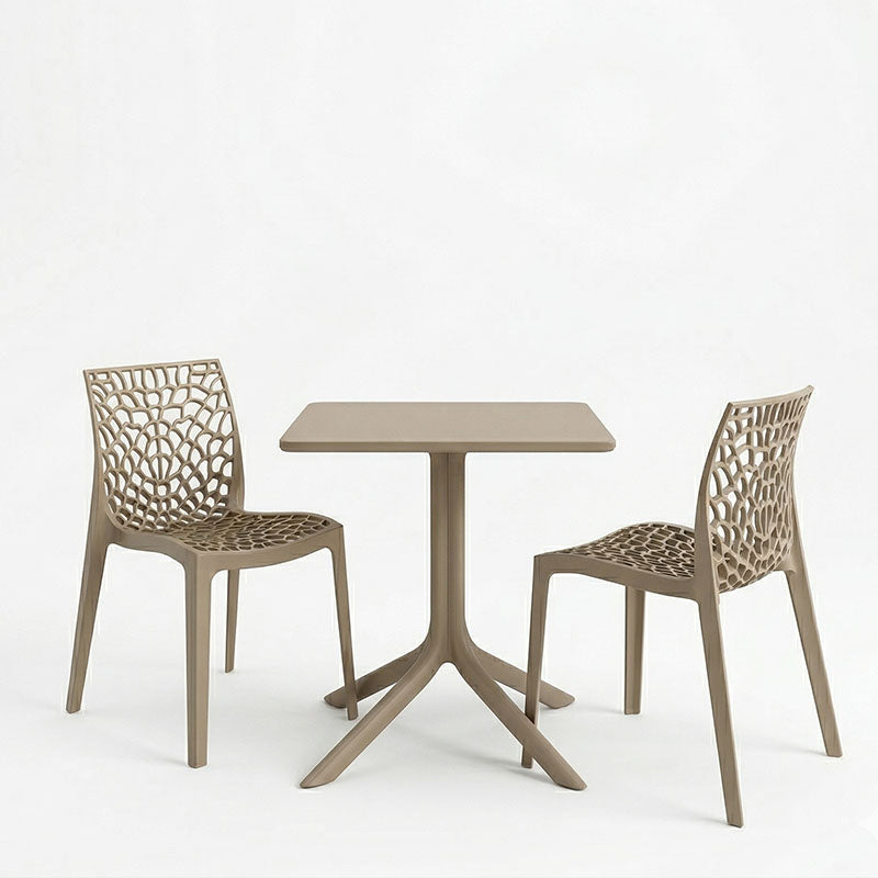 Dining table Groovy Hush 3 pcs cappuccino PP 60x60x76cm