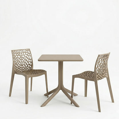 Dining table Groovy Hush 3 pcs cappuccino PP 60x60x76cm