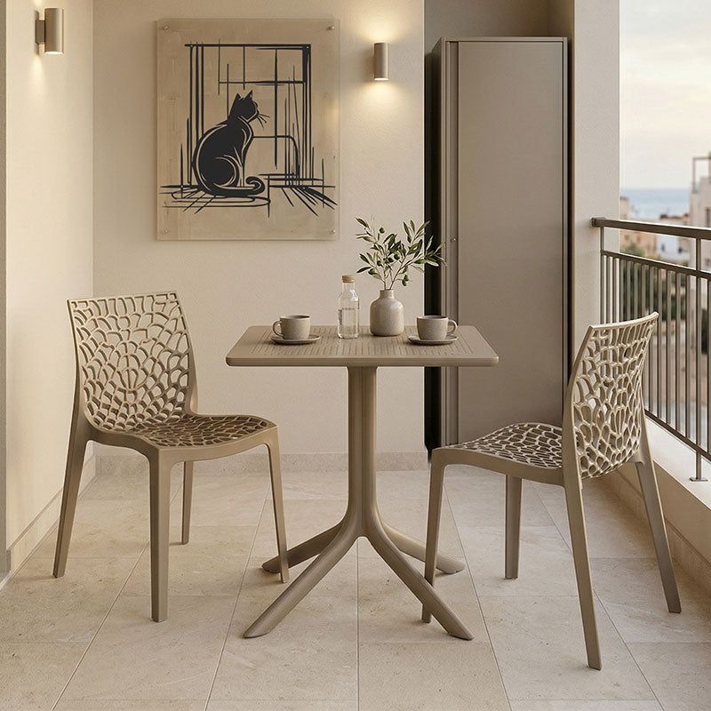 Dining table Groovy Hush 3 pcs cappuccino PP 60x60x76cm