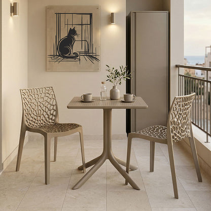 Dining table Groovy Hush 3 pcs cappuccino PP 60x60x76cm