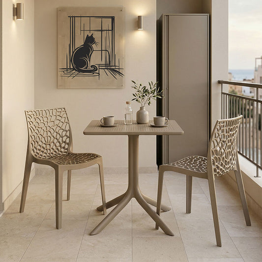 Dining table Groovy Hush 3 pcs cappuccino PP 60x60x76cm