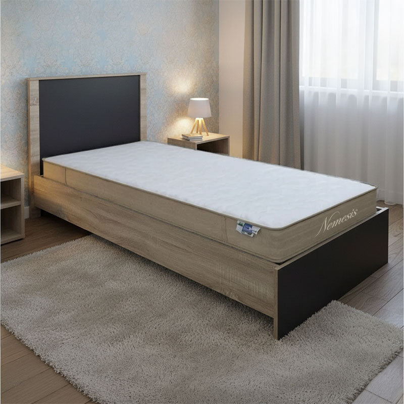 Bed with mattress Athos-Nemesis sonoma-anthracite 90x190cm