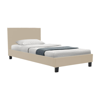 Bed with mattress Nevil-Perfecto beige fabric with black leg 90x190cm