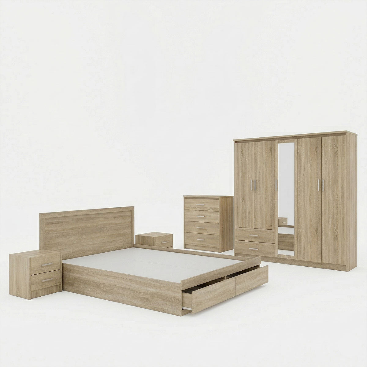Olympus Sonoma Bedroom Set with Bed 160x200cm Set of 5pcs