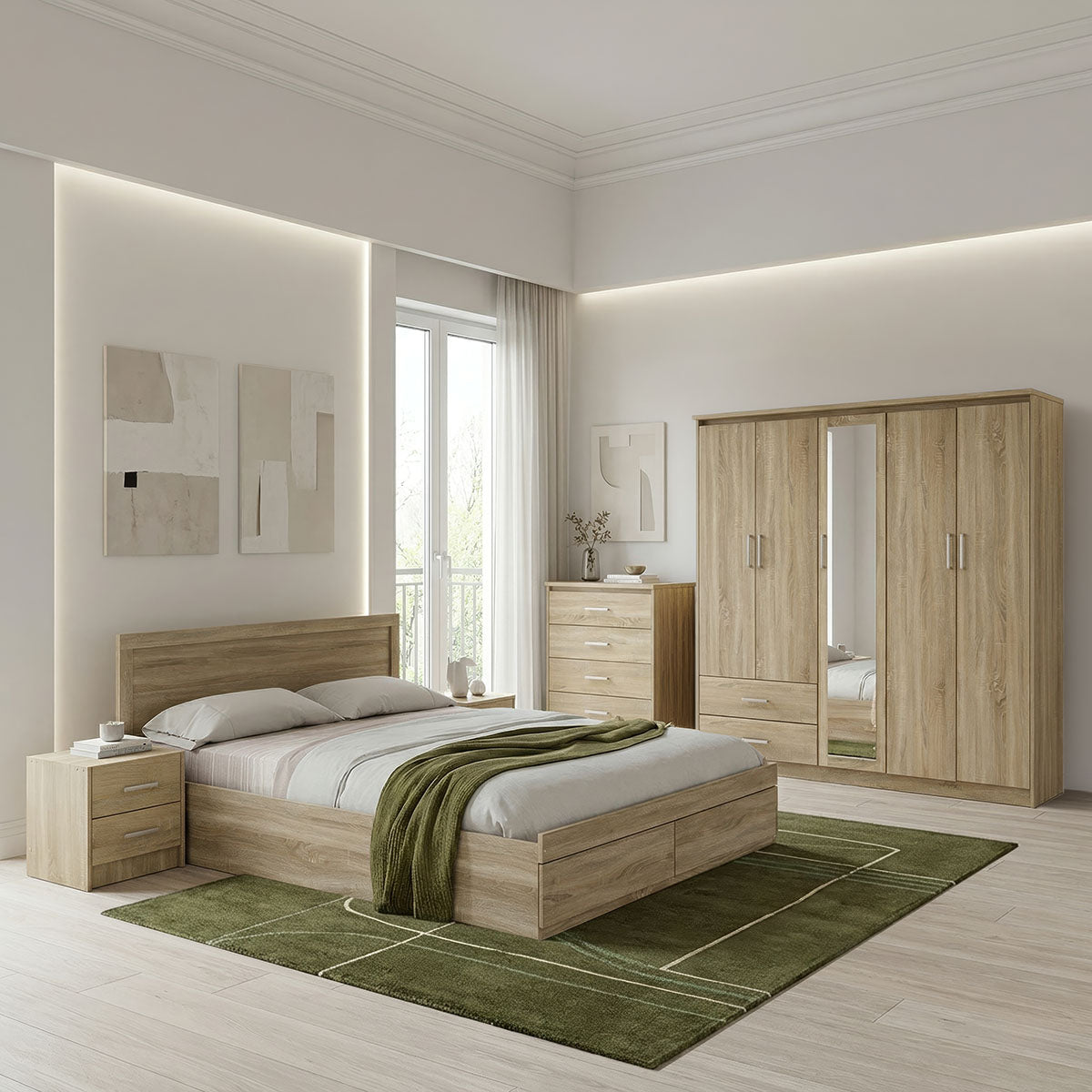 Olympus Sonoma Bedroom Set with Bed 160x200cm Set of 5pcs