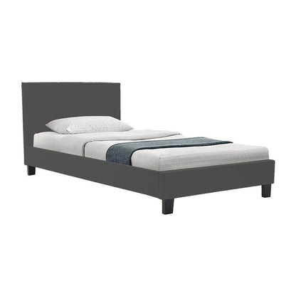 Bed with mattress Nevil-Perfecto fabric anthracite-black leg 90x190cm
