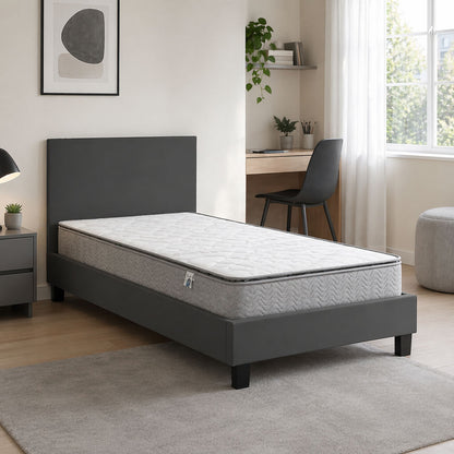 Bed with mattress Nevil-Perfecto fabric anthracite-black leg 90x190cm