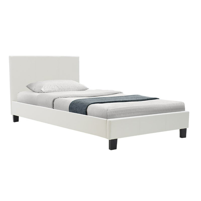 Bed with mattress Nevil-Nemesis PU white 100x200cm