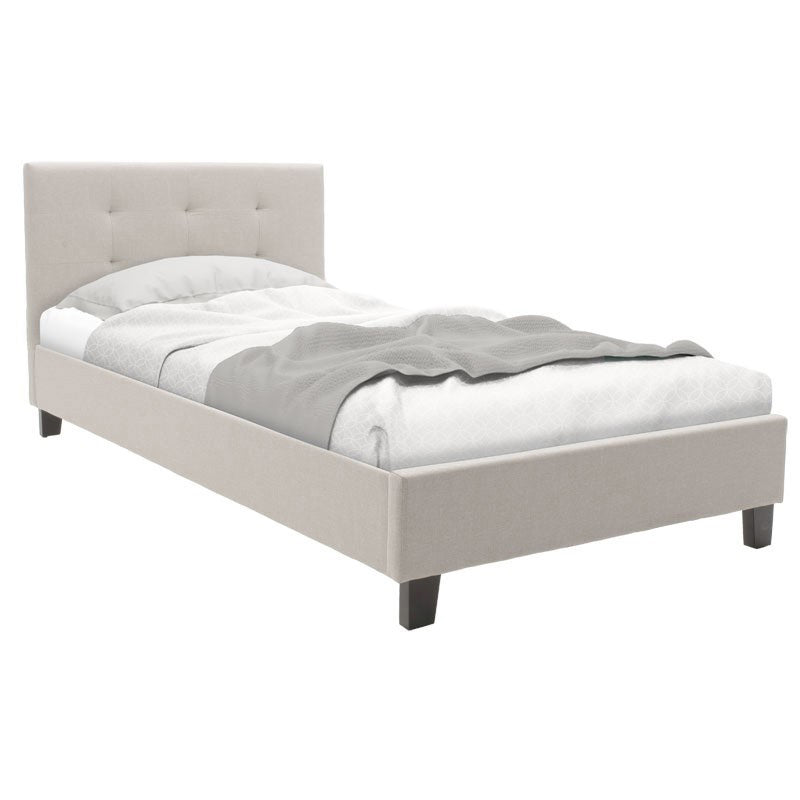 Bed with mattress Mago-Perfecto fabric ecru 100x200cm