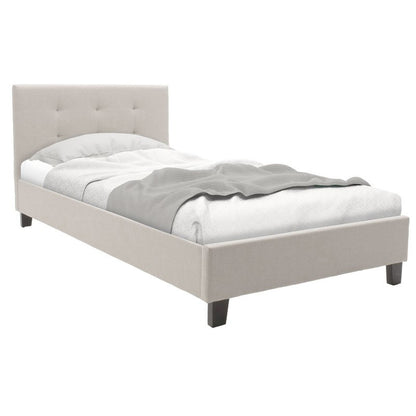 Bed with mattress Mago-Perfecto fabric ecru 100x200cm