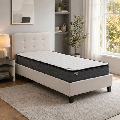 Bed with mattress Mago-Perfecto fabric ecru 100x200cm