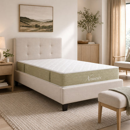 Bed with mattress Mago-Nemesis fabric ecru 100x200cm
