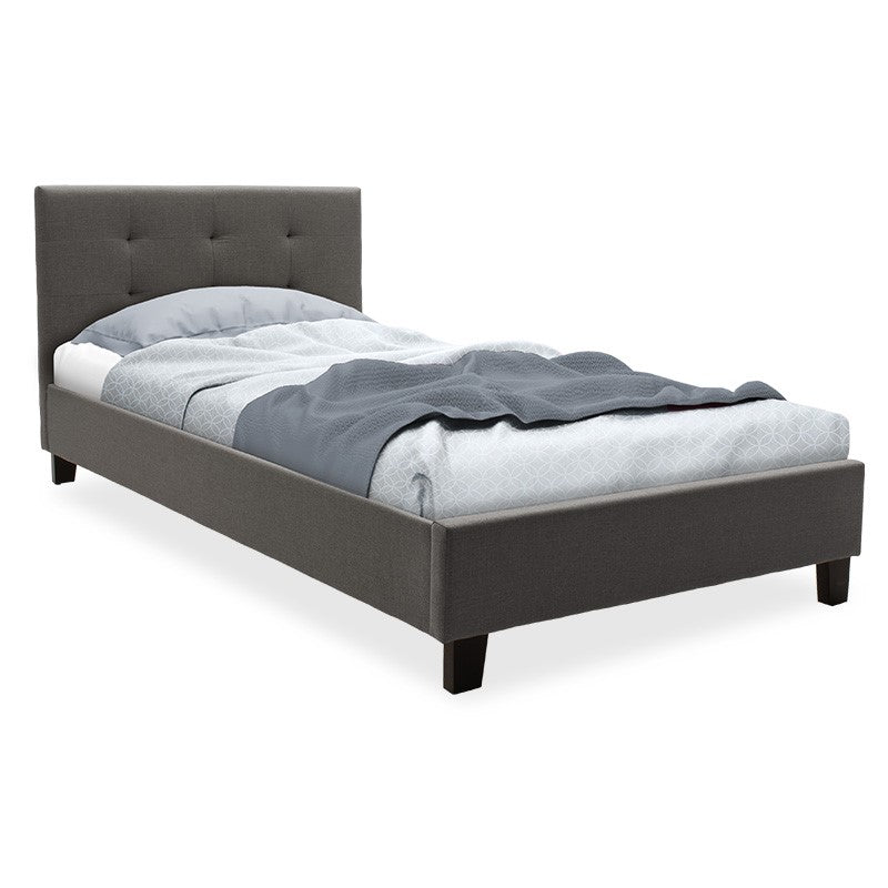 Bed with mattress Mago-Perfecto fabric anthracite 100x200cm