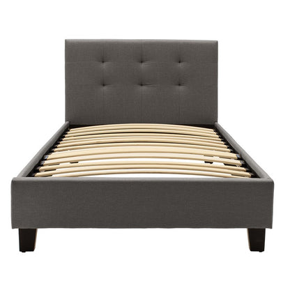 Bed with mattress Mago-Perfecto fabric anthracite 100x200cm