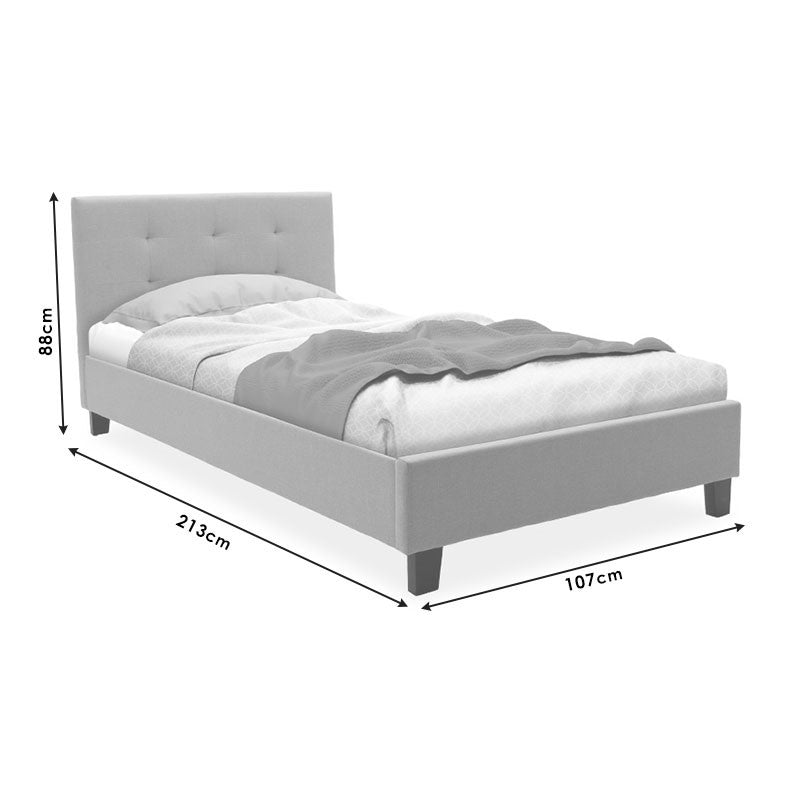 Bed with mattress Mago-Perfecto fabric anthracite 100x200cm