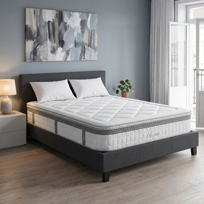 Bed with mattress Nevil-Utopia anthracite fabric 150x200cm