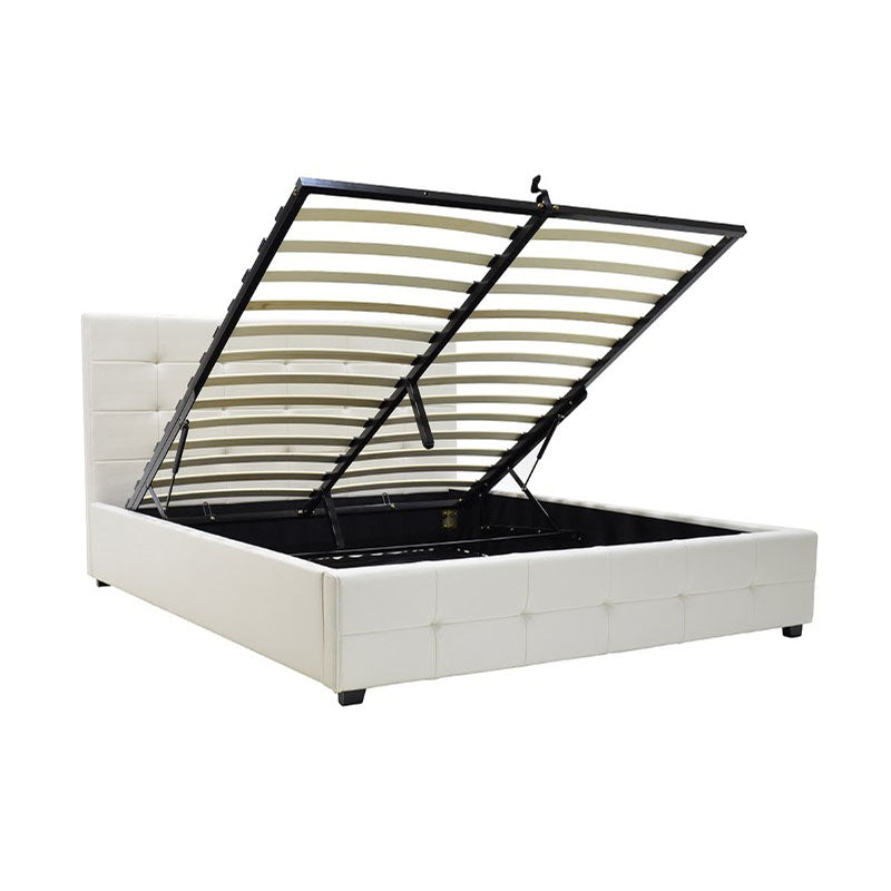 Bed with mattress and storage space Roi-Resty PU white 160x200cm