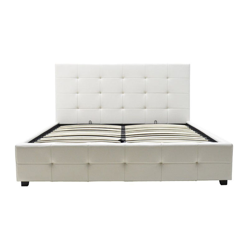 Bed with mattress and storage space Roi-Resty PU white 160x200cm