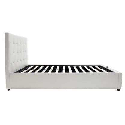 Bed with mattress and storage space Roi-Resty PU white 160x200cm