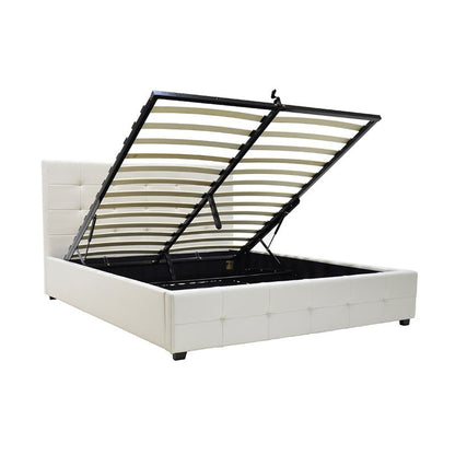 Bed with mattress and storage space Roi-Nemesis PU white 160x200cm