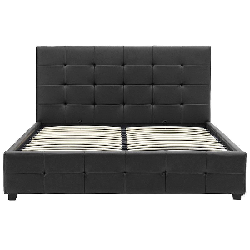 Bed with mattress and storage space Roi-Resty PU black 160x200cm