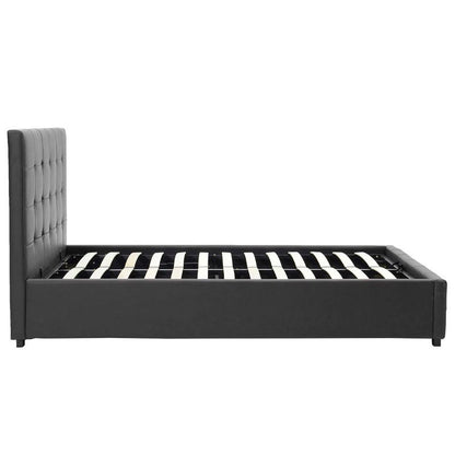 Bed with mattress and storage space Roi-Resty PU black 160x200cm