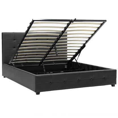 Bed with mattress and storage space Roi-Nemesis pu black 160x200cm