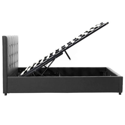 Bed with mattress and storage space Roi-Nemesis pu black 160x200cm
