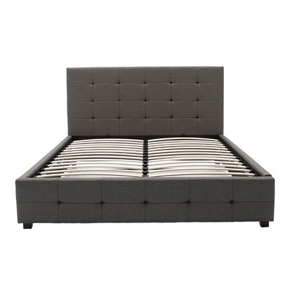 Bed with mattress and storage space Roi-Nemesis fabric charcoal 160x200cm