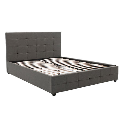 Bed with mattress and storage space Roi-Nemesis fabric charcoal 160x200cm