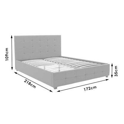 Bed with mattress and storage space Roi-Nemesis fabric charcoal 160x200cm