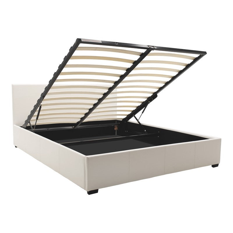 Bed with mattress and storage space Norse-Nemesis PU white 160x200cm