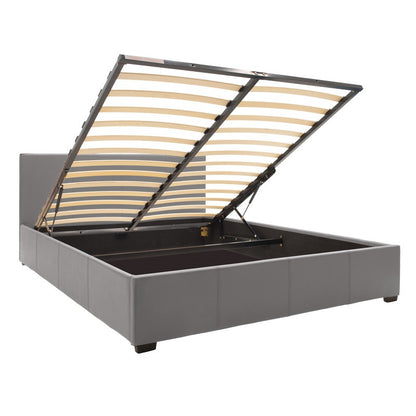Bed with mattress and storage space Norse-Resty gray PU 160x200cm