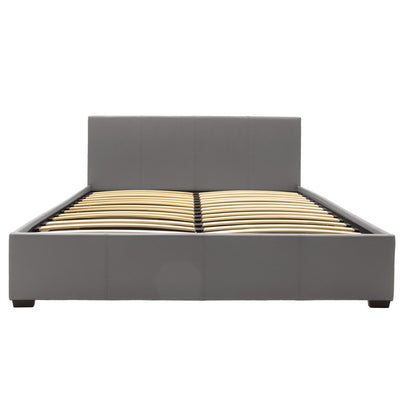 Bed with mattress and storage space Norse-Resty gray PU 160x200cm