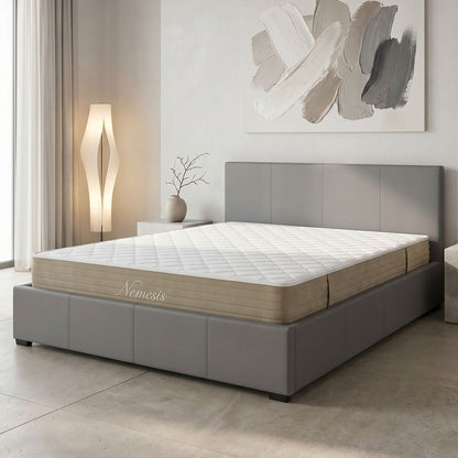 Bed with mattress and storage space Norse-Nemesis gray PU 160x200cm
