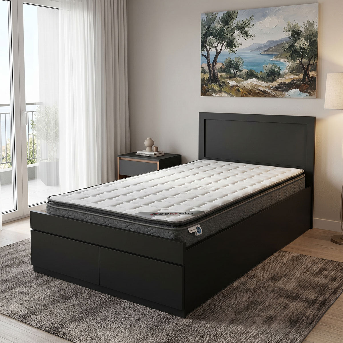 Bed with mattress and drawer Olympus-Perfecto wenge 100x200cm