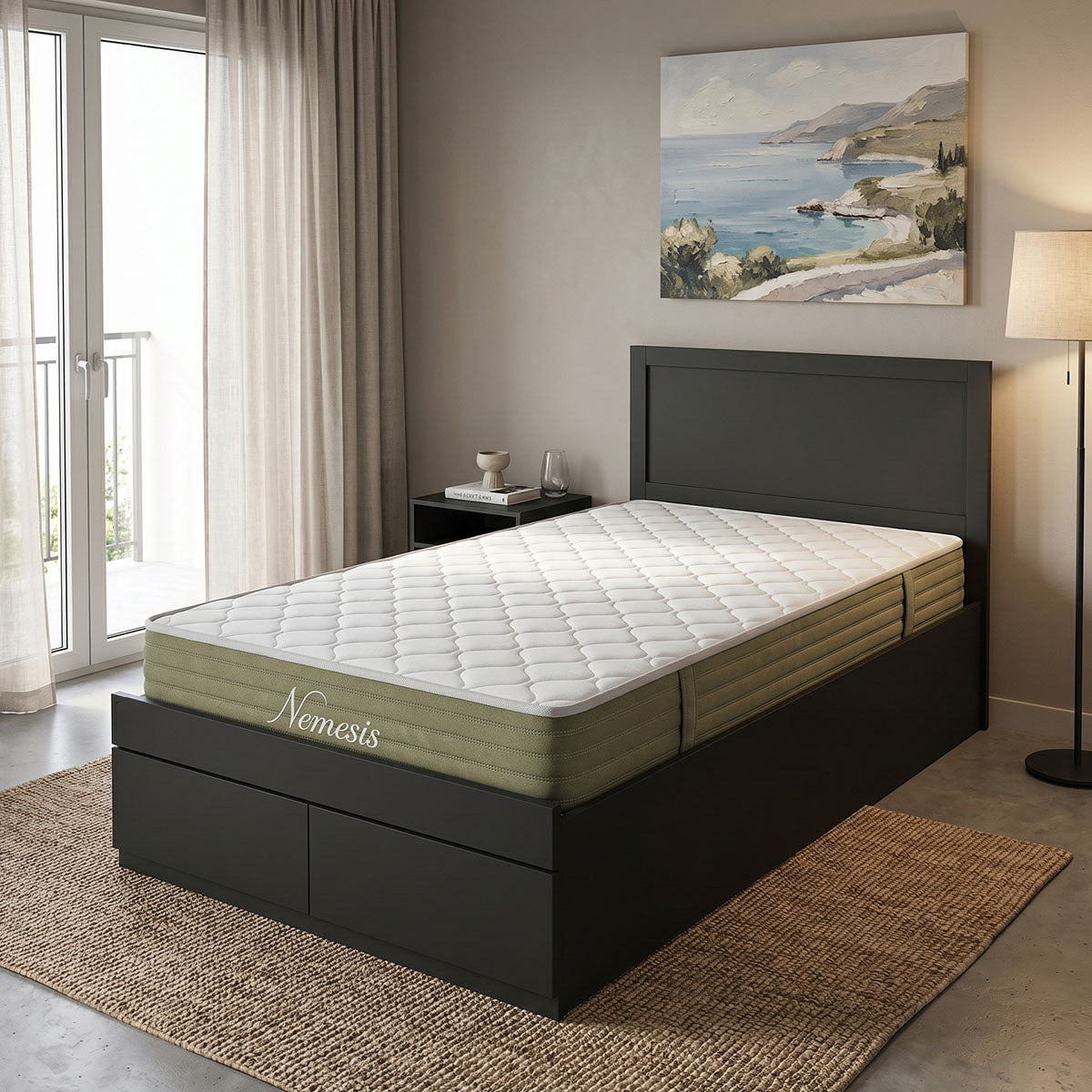 Bed with mattress and drawer Olympus-Nemesis wenge 100x200cm