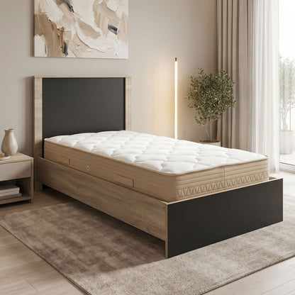 Bed with mattress Athos Sleepy sonoma–anthracite 90x190cm