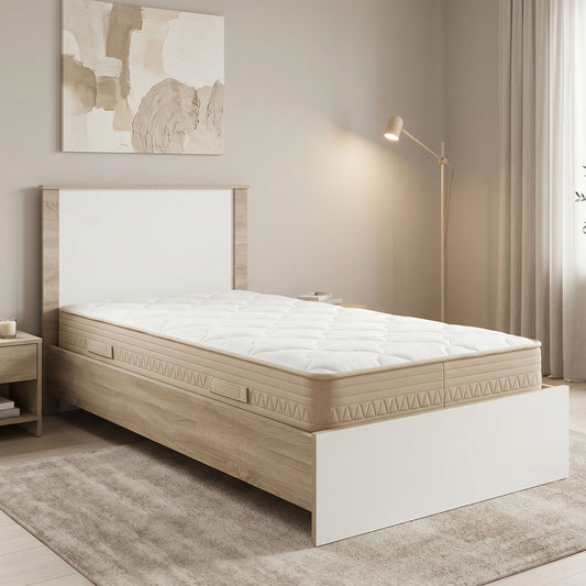 Bed with mattress Athos Sleepy sonoma white 90x190cm