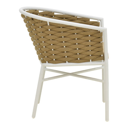 Dining set Dagyn Noevo set 7pcs white aluminum with PE rope in natural shade 180-240x90x76cm