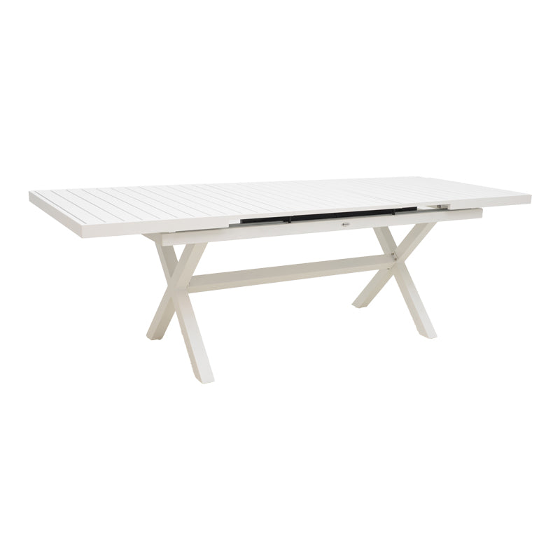 Dining set Dagyn Noevo set 7pcs white aluminum with PE rope in natural shade 180-240x90x76cm
